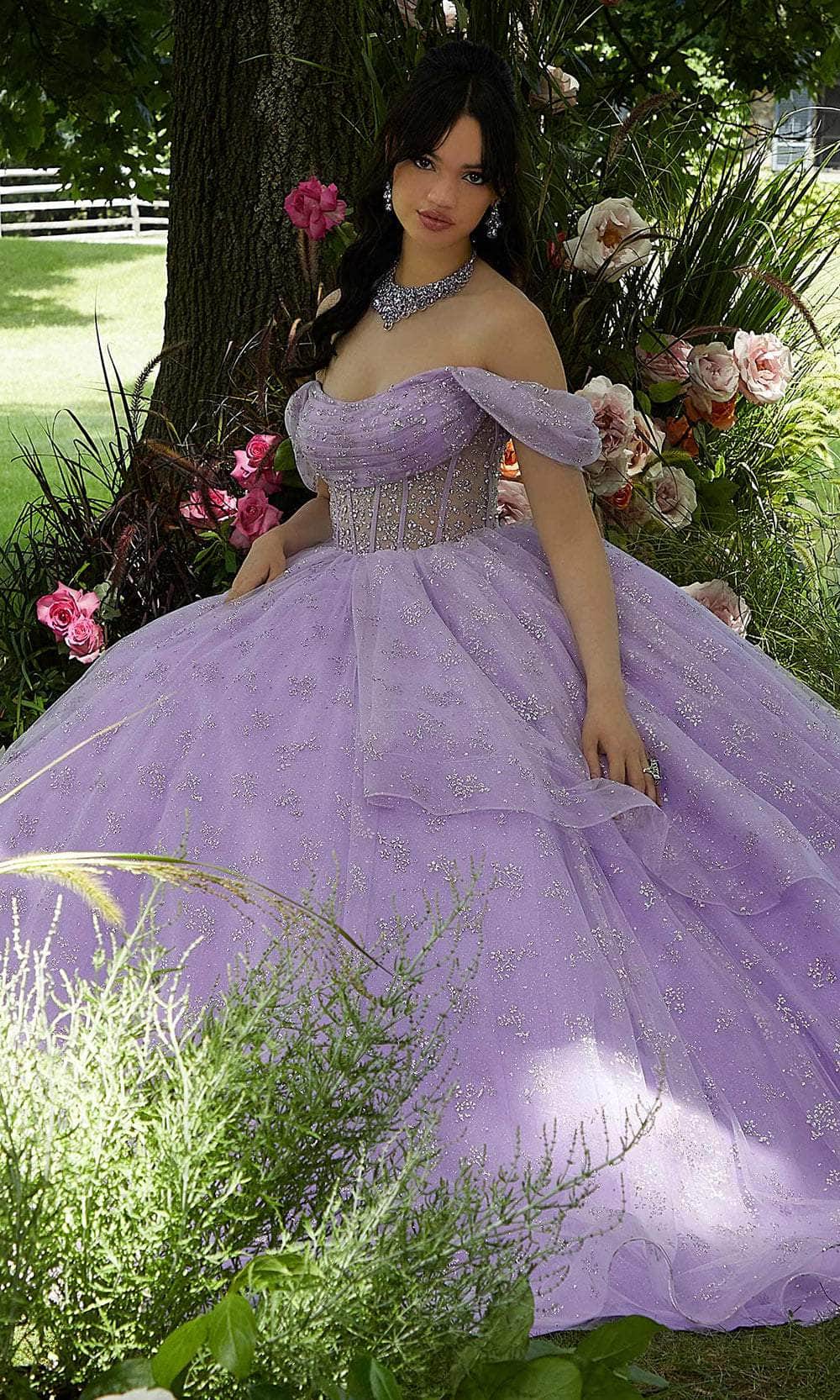 Vizcaya by Mori Lee 89450 - Scoop Neck Sheer Bodice Ballgown Ball Gown 00 /  Orchid