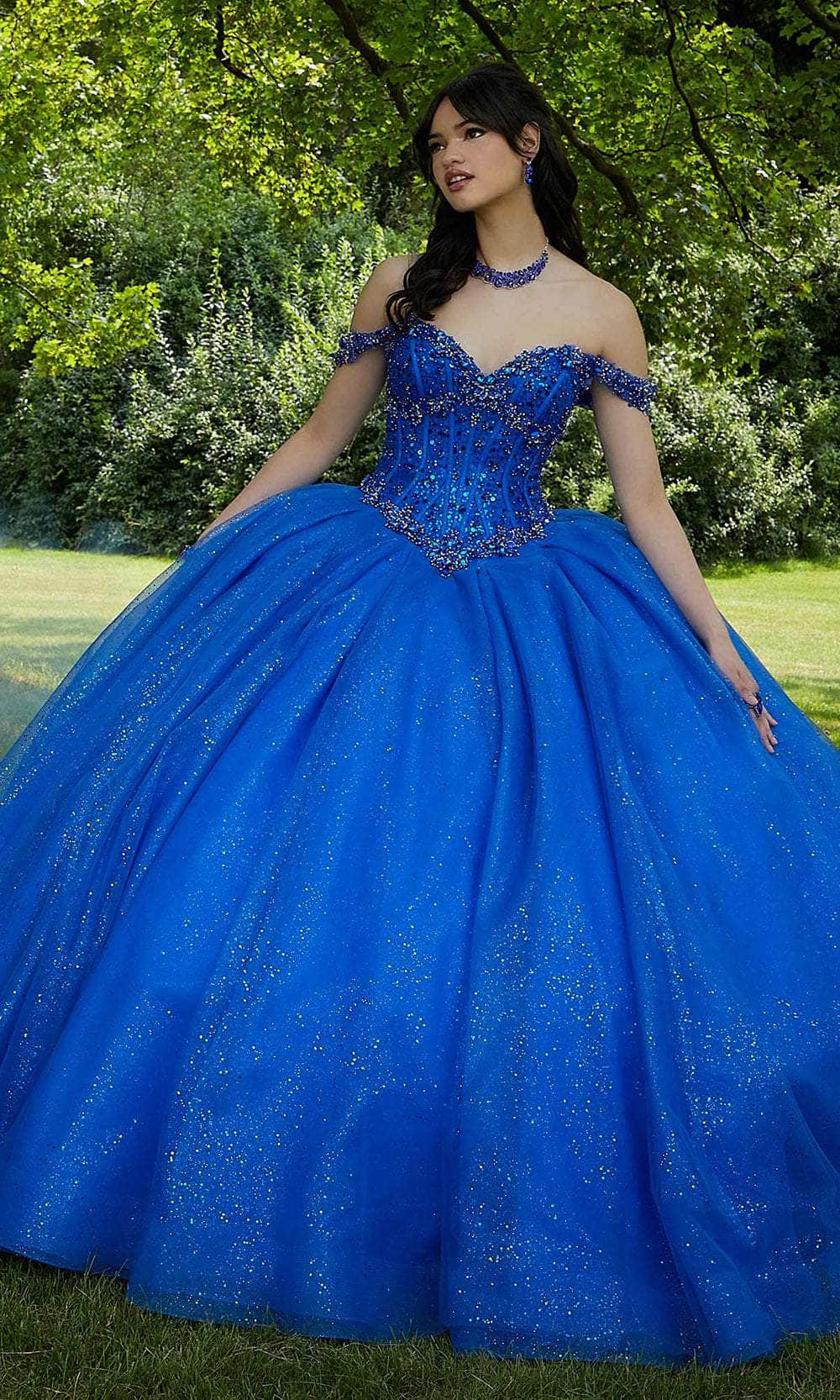 Vizcaya by Mori Lee 89453 - Jewel Beaded Sweetheart Neck Ballgown Ball Gown 00 /  Regal Royal
