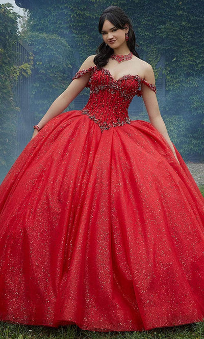 Vizcaya by Mori Lee 89453 - Jewel Beaded Sweetheart Neck Ballgown Ball Gown 00 /  Scarlet