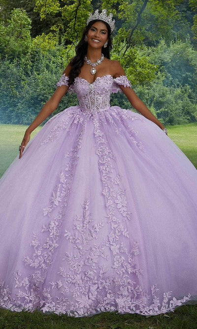 Vizcaya by Mori Lee 89454 - Embroidered Detachable Off-Shoulder Ballgown Ball Gown 00 /  Light Purple