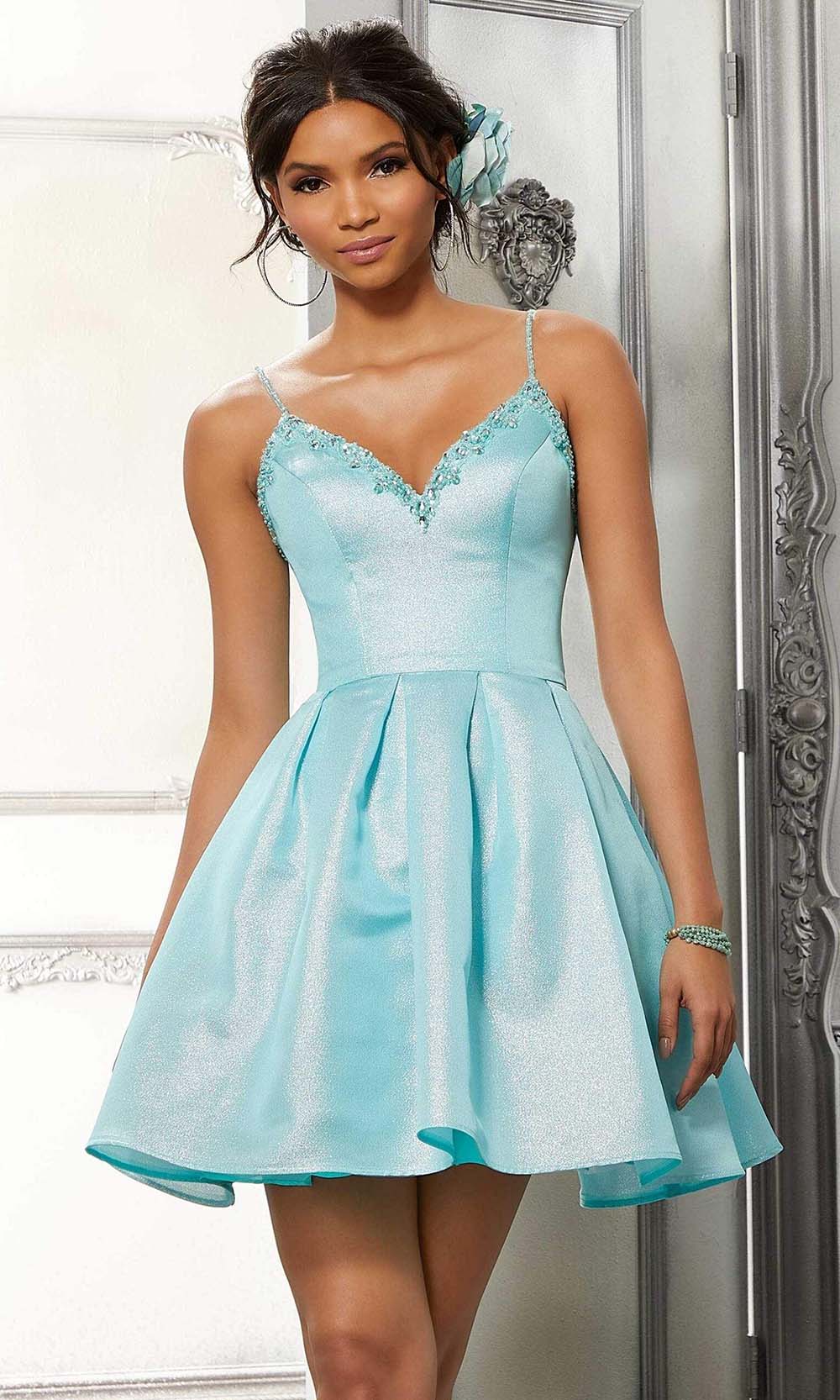 Vizcaya by Mori Lee - 9572 V-Neck A-Line Cocktail Dress Cocktail Dresses