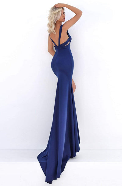 Tarik Ediz - 50691 V-Neckline High-Slit Sheath Dress Evening Dresses