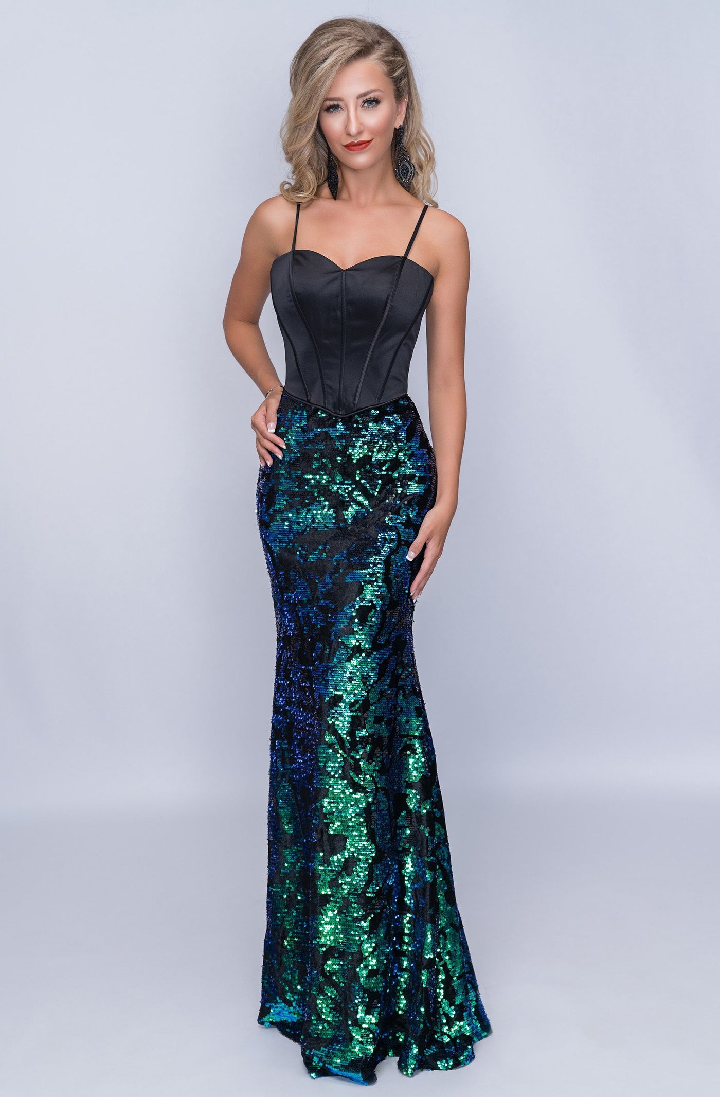 Nina Canacci - 6506 Sequined Sweetheart Trumpet Dress With Train