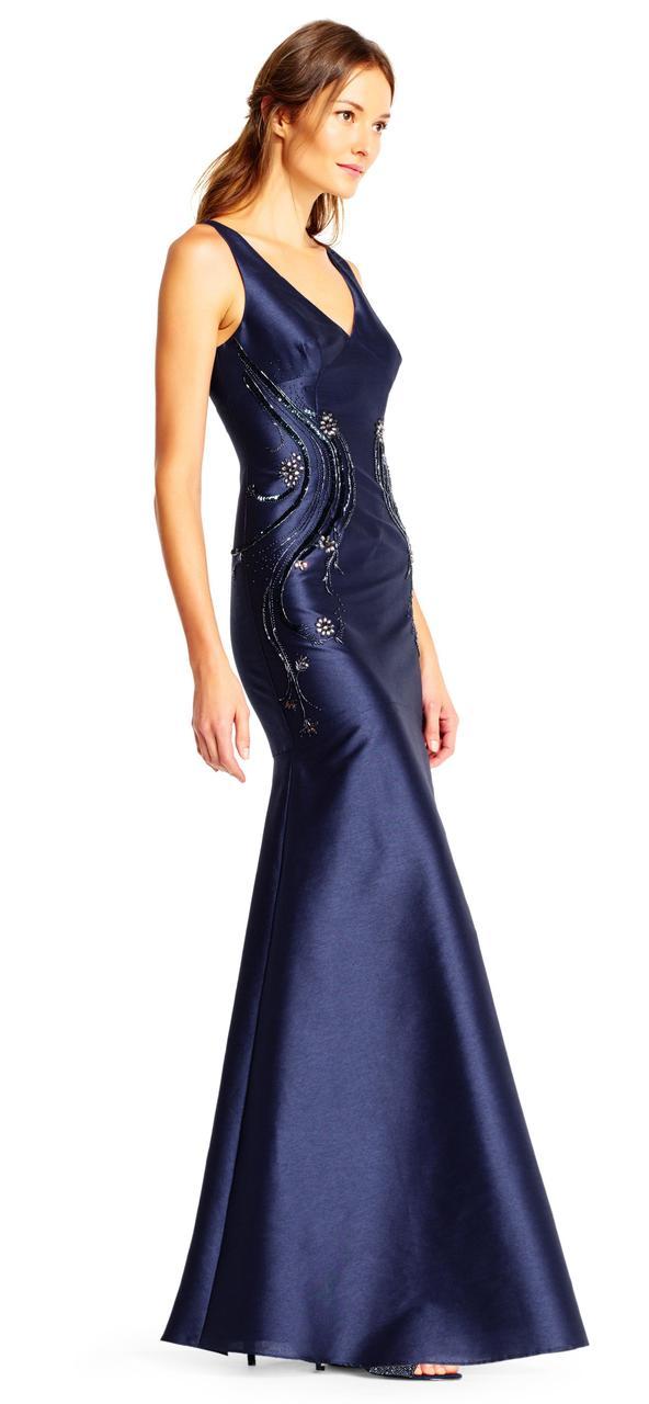 Adrianna Papell - AP1E201575 Embellished V-neck Trumpet Dress in Blue