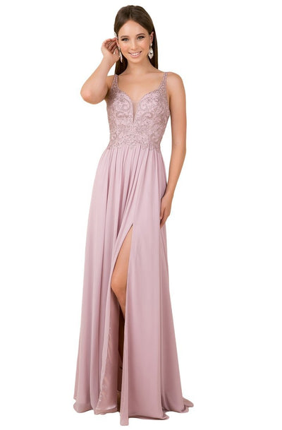 Nox Anabel - Sleeveless Beaded Lace Applique Bodice A-Line Gown Y299 - 1 pc Light Mauve In Pink