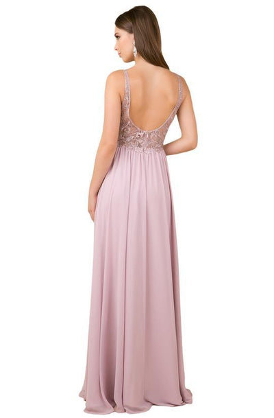 Nox Anabel - Sleeveless Beaded Lace Applique Bodice A-Line Gown Y299 - 1 pc Light Mauve In Pink